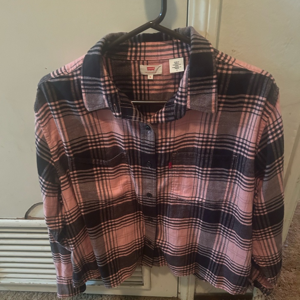 Levi's Pink and Black Plaid Shirt